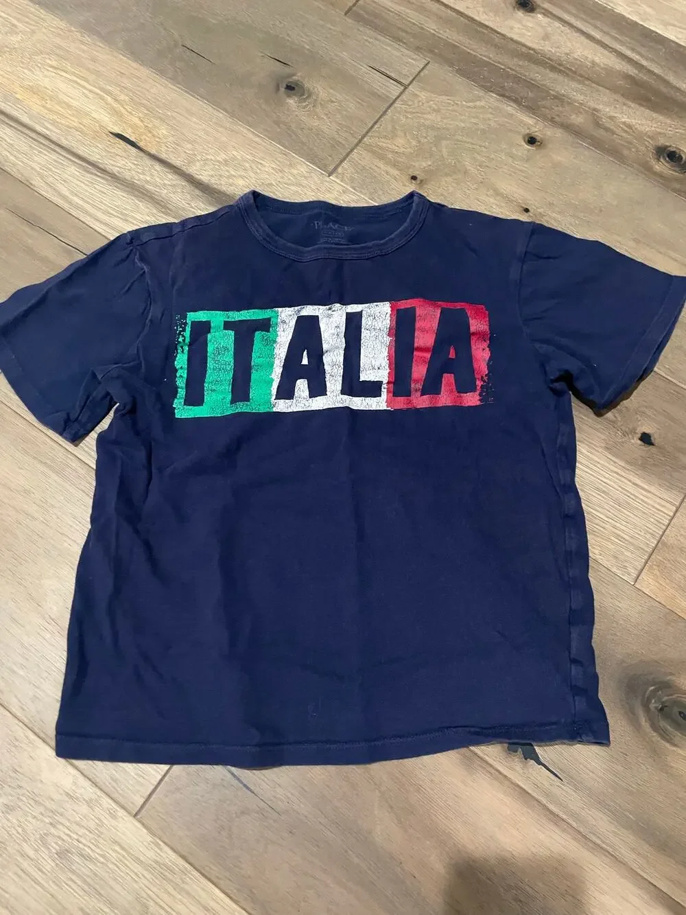 The Children’s Place “Italia” Graphic T‑Shirt – Navy, Size 7/8 (M)